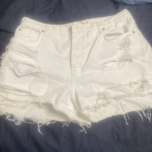 White jean shorts